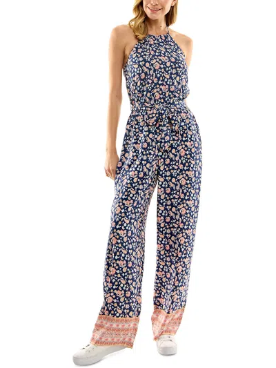 Kingston Grey Womens Halter Wide Leg Jumpsuit In Multi