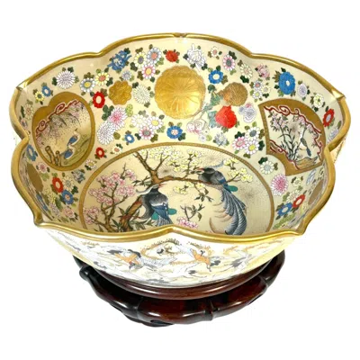 Pre-owned Kinkozan Exceptional Monumental Meiji Period Kyoto Satsuma Bowl, Attrib.  Studio In Sand