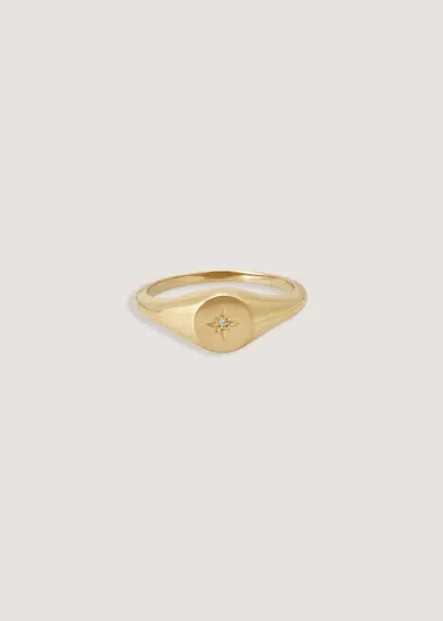 Kinn North Star Signet Ring Diamond In Gold