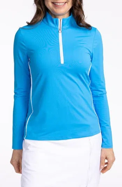 Kinona Keep It Covered Long Sleeve Golf Top In Pacific Blue