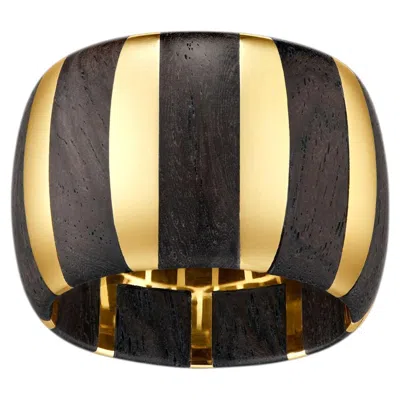 Pre-owned Kinraden Isadora Ring In 18k Gold With Mpingo Blackwood From Tanzania, Size 7 In Multi