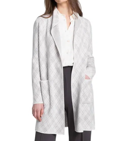 Kinross Bias Plaid Cardigan In Pearl/silver In Multi