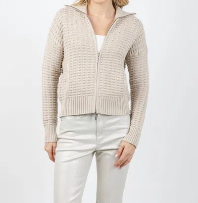 Kinross Bobble Zip Cardigan In Dune In White