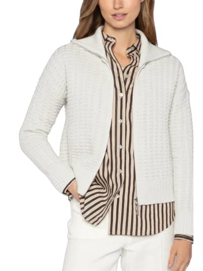 Kinross Bobble Zip Cardigan In White
