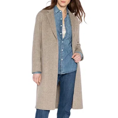 Kinross Brushed Herringbone Notch Collar Coat In Taupe Multi In Brown