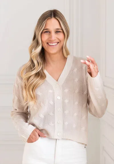 Kinross Cable Vee Cardigan In Dune In Neutral