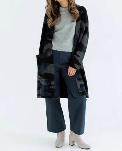 Kinross Camo One-button Cardigan In Blue Multi