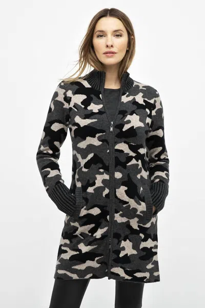Kinross Camo Zip Cardigan In Charcoal Multi In Gray