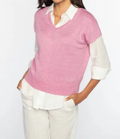 Kinross Cap Sleeve Vee Top In Berry In Pink