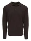 Kinross Cashmere Buttoned Polo Shirt In Brown