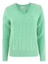 Kinross Cashmere Cable-knit V-neck Sweater