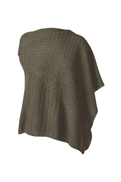 Kinross Cashmere Cable Poncho In Blue