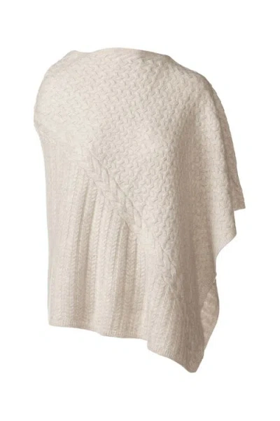 Kinross Cashmere Cable Poncho In Neutral
