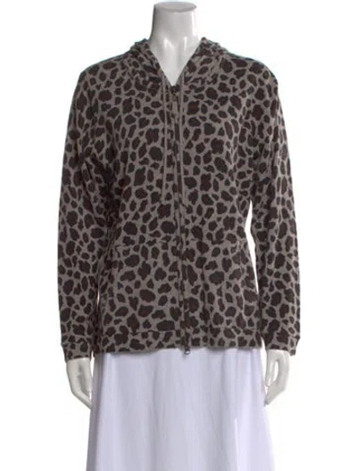 Pre-owned Kinross Cashmere Cashmere Animal Print Hoodie In Multi