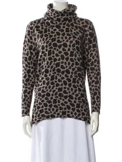 Pre-owned Kinross Cashmere Cashmere Animal Print Sweater In Multi