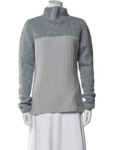 Pre-owned Kinross Cashmere Cashmere Colorblock Pattern Sweater In Blue