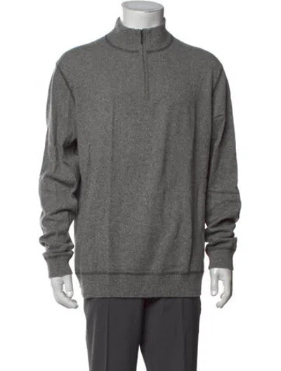 Pre-owned Kinross Cashmere Cashmere Mock Neck Pullover In Grey