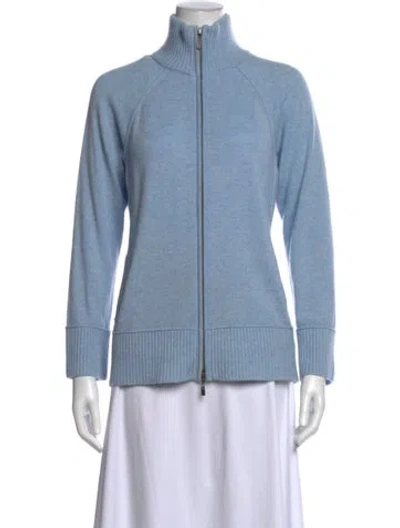 Pre-owned Kinross Cashmere Cashmere Mock Neck Sweater In Blue