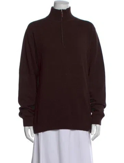 Pre-owned Kinross Cashmere Cashmere Mock Neck Sweater In Brown