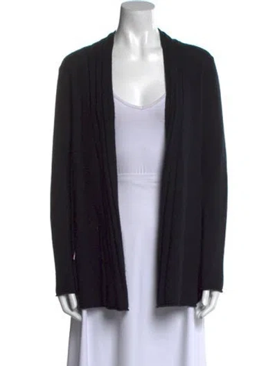 Pre-owned Kinross Cashmere Cashmere Open Front Sweater In Black