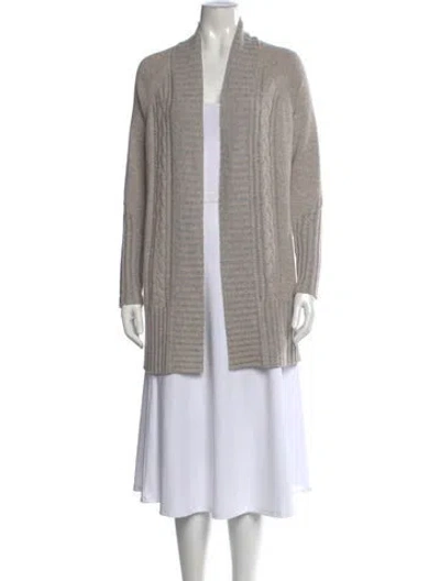 Pre-owned Kinross Cashmere Cashmere Open Front Sweater In Gray