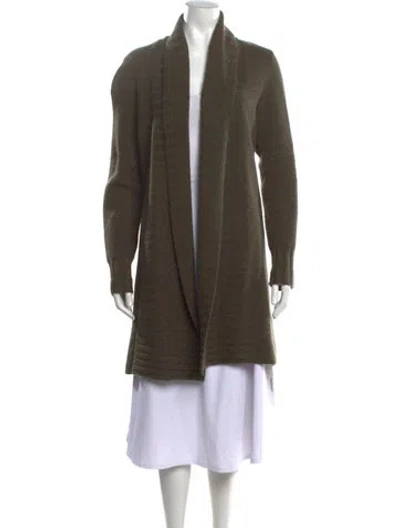 Pre-owned Kinross Cashmere Cashmere Open Front Sweater In Green