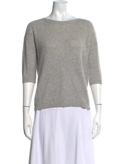 Pre-owned Kinross Cashmere Cashmere Patterned Sweater In Grey