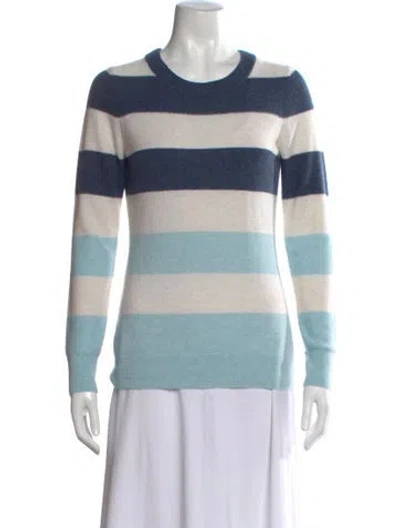 Pre-owned Kinross Cashmere Cashmere Striped Sweater W/ Tags In Blue