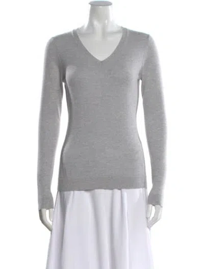 Pre-owned Kinross Cashmere Cashmere V-neck Sweater In Gray