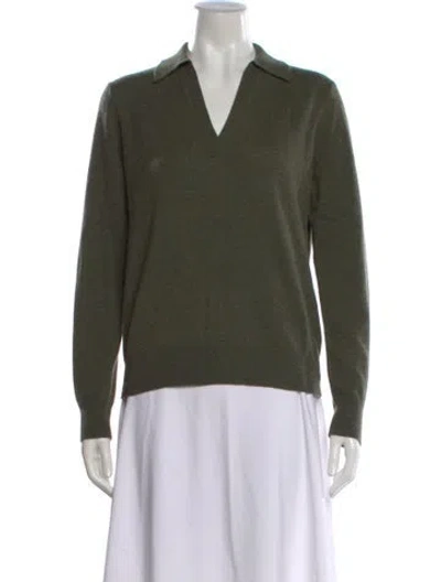Pre-owned Kinross Cashmere Cashmere V-neck Sweater In Green