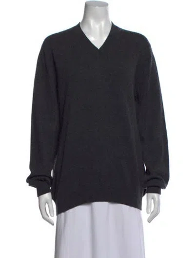 Pre-owned Kinross Cashmere Cashmere V-neck Sweater In Grey