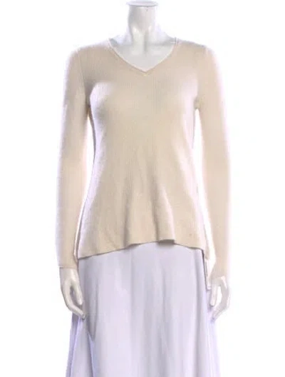 Pre-owned Kinross Cashmere Cashmere V-neck Sweater In Neutral