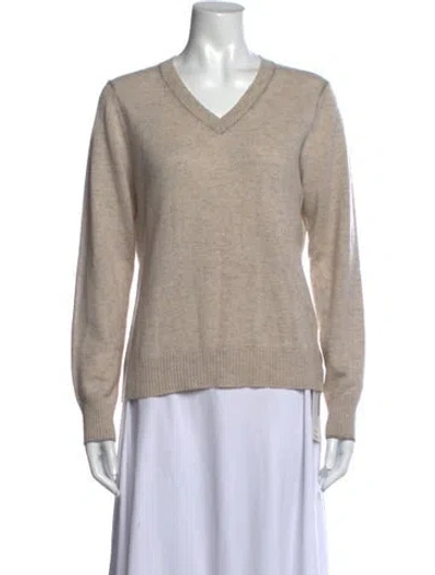 Pre-owned Kinross Cashmere Cashmere V-neck Sweater In Neutrals
