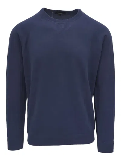 Kinross Cashmere Crew-neck Long-sleeves Sweater In Blue