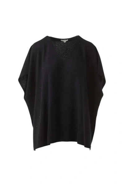 Kinross Cashmere Crystal Vee Popover In Black