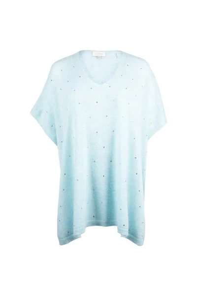 Kinross Cashmere Crystal Vee Popover In Blue