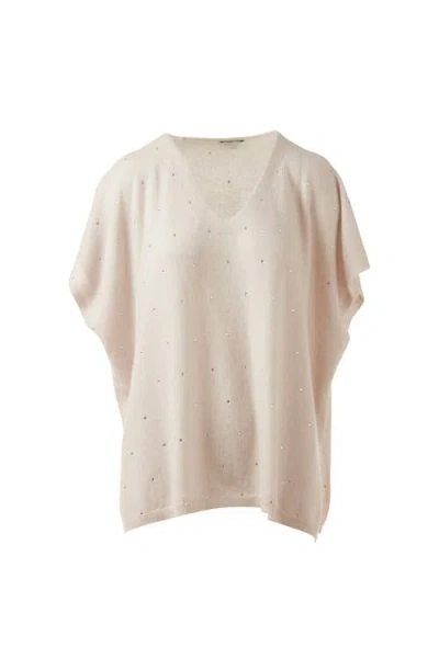 Kinross Cashmere Crystal Vee Popover In Brown