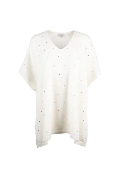 Kinross Cashmere Crystal Vee Popover In White