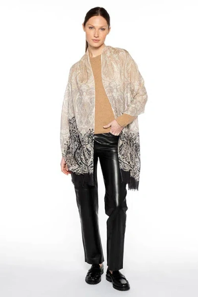 Kinross Cashmere Faded Paisley Print Scarf In Metallic