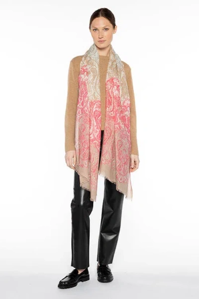 Kinross Cashmere Faded Paisley Print Scarf In Pink