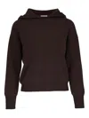 Kinross Cashmere Hooded Knit Hoodie In Brown