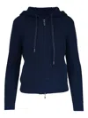 Kinross Cashmere Hooded Zip-up Sweater In Blue