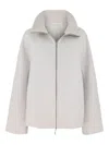 Kinross Cashmere Knit-trim Zip-up Jacket In Gray