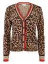 Kinross Cashmere Leopard-print Tipped Cardigan In Brown