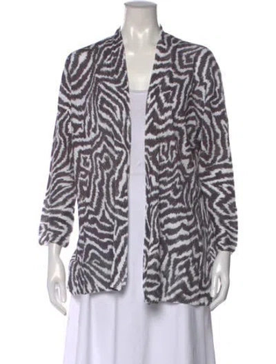 Pre-owned Kinross Cashmere Linen Animal Print Sweater In Multi