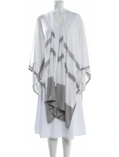 Pre-owned Kinross Cashmere Linen Striped Sweater In White