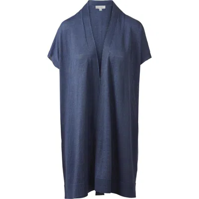 Kinross Cashmere Long Sleeveless Cardigan In Indigo