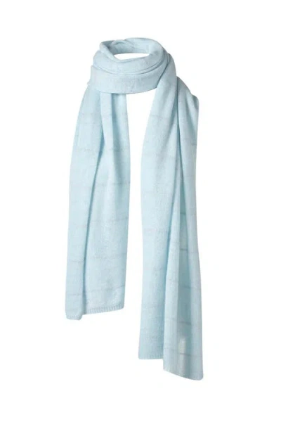 Kinross Cashmere Lurex Stripe Wrap In Blue