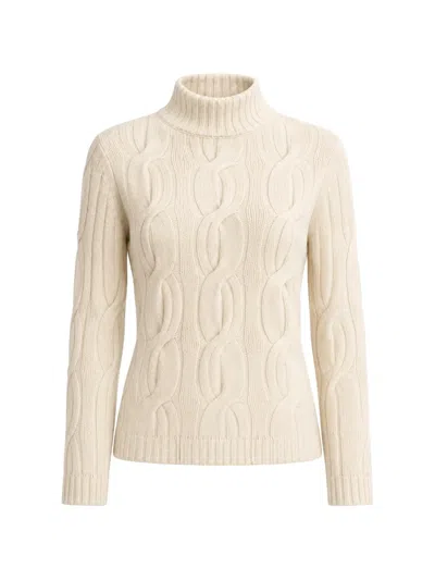 Kinross Cashmere Luxe Cable-knit Funnel-neck Sweater In Neutral