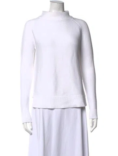 Pre-owned Kinross Cashmere Mock Neck Sweater In White
